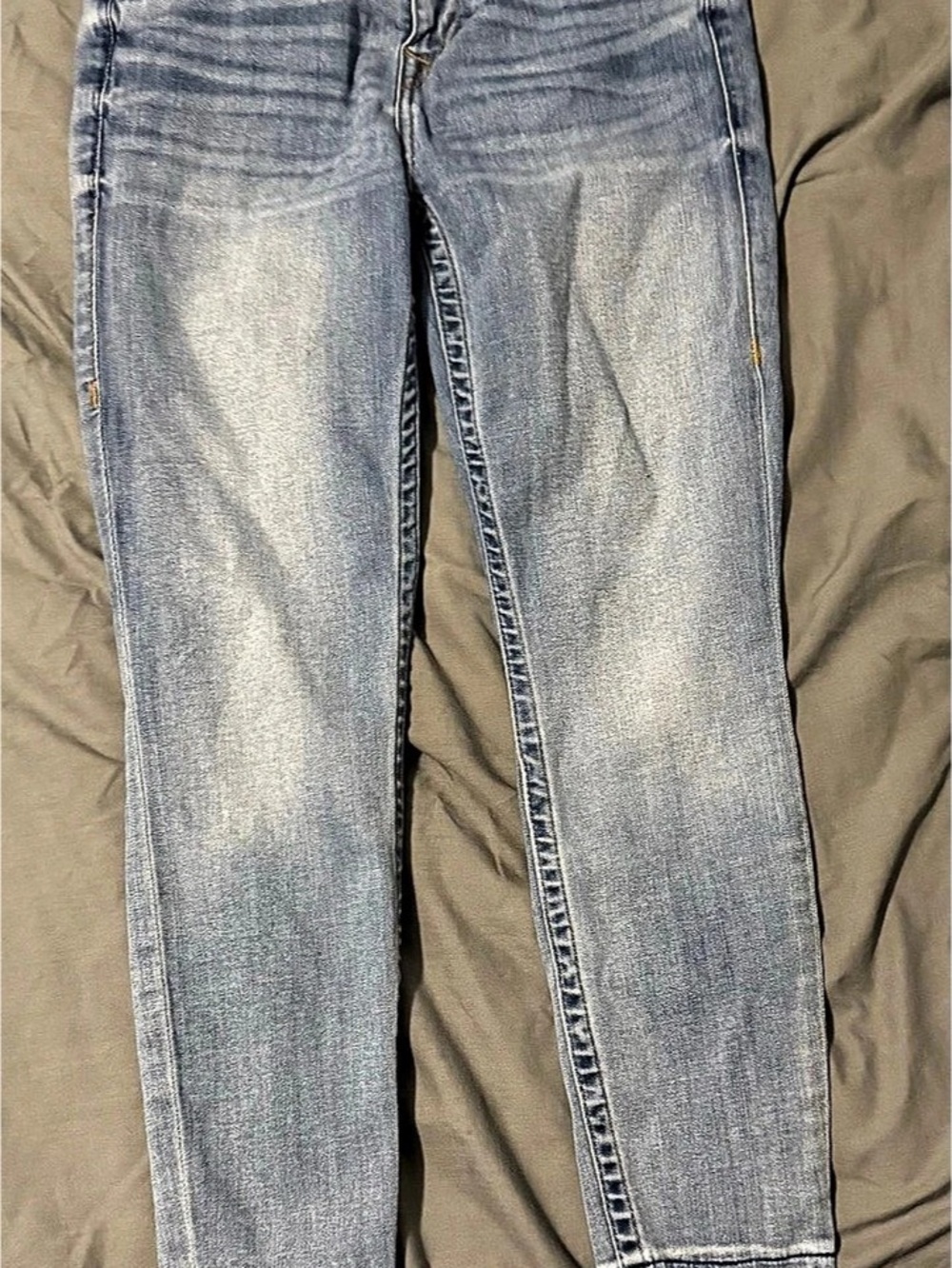 True Religion Super Skinny Jeans with Raw Hem Waist 30 in Blue